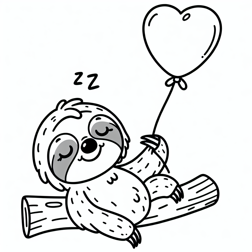 Valentine Sloth coloring page