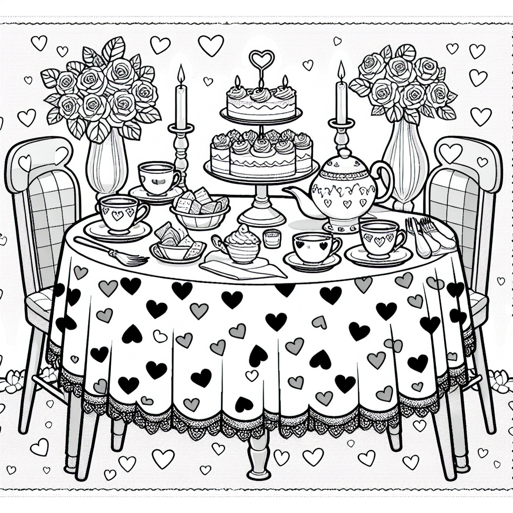 Valentine Tea Party coloring page