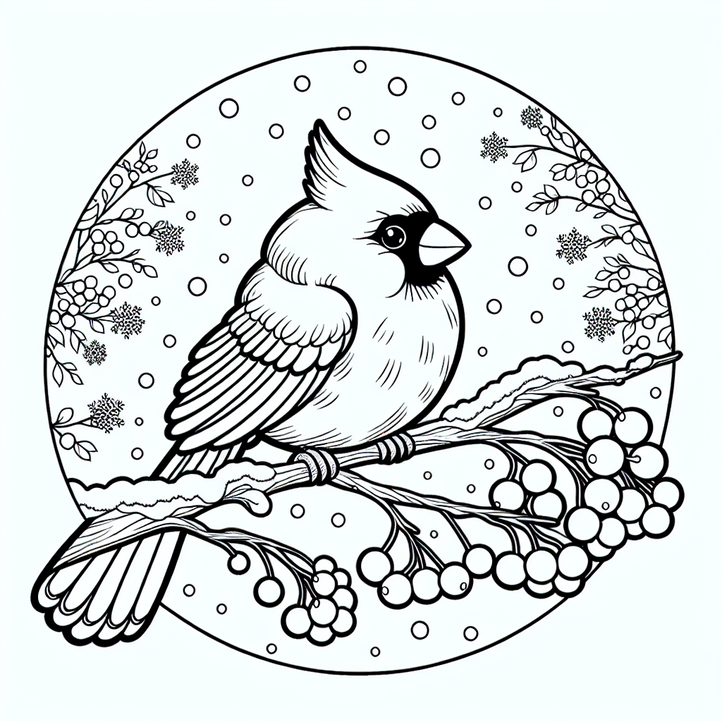 Cardinal on Branch coloring page