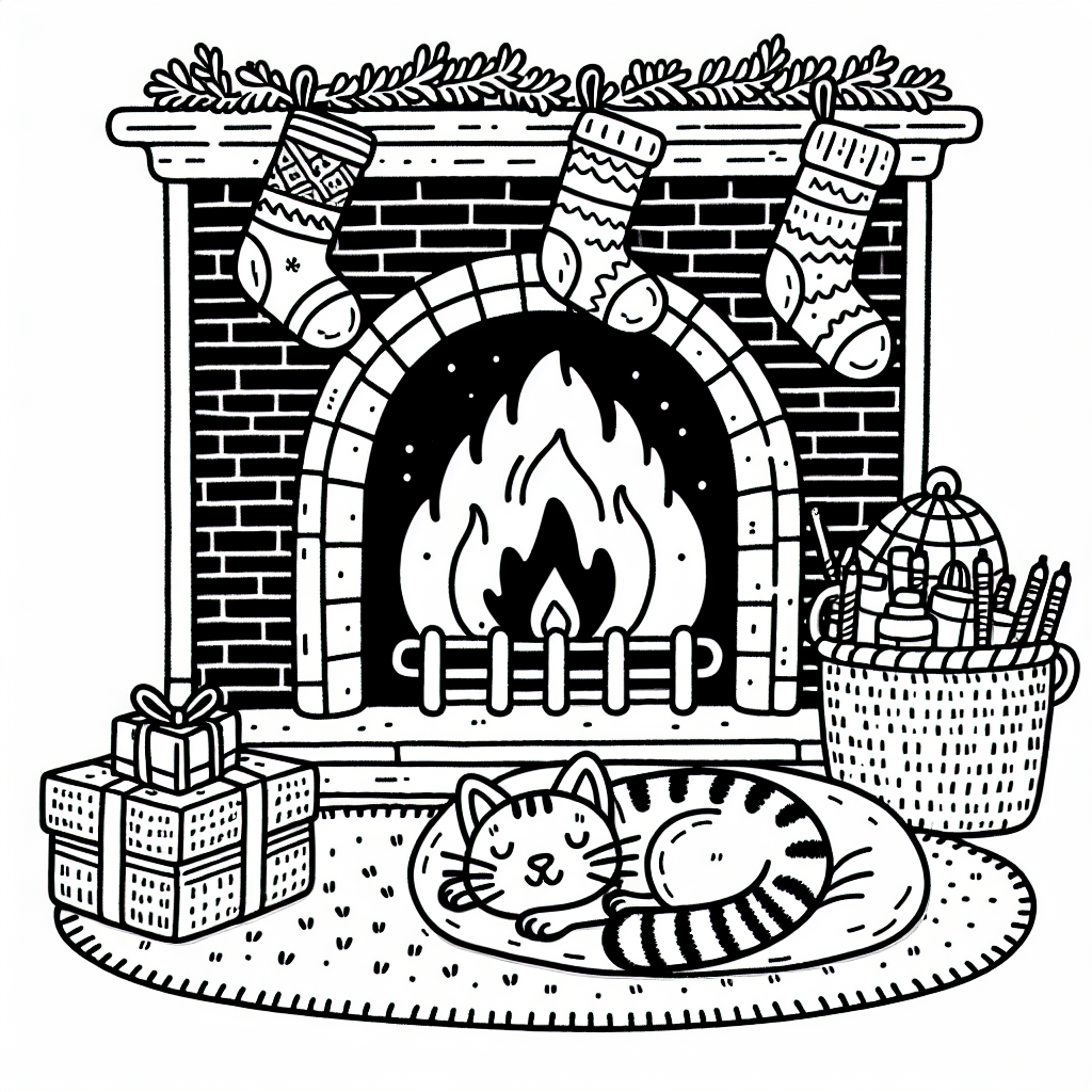 Cozy Fireplace coloring page