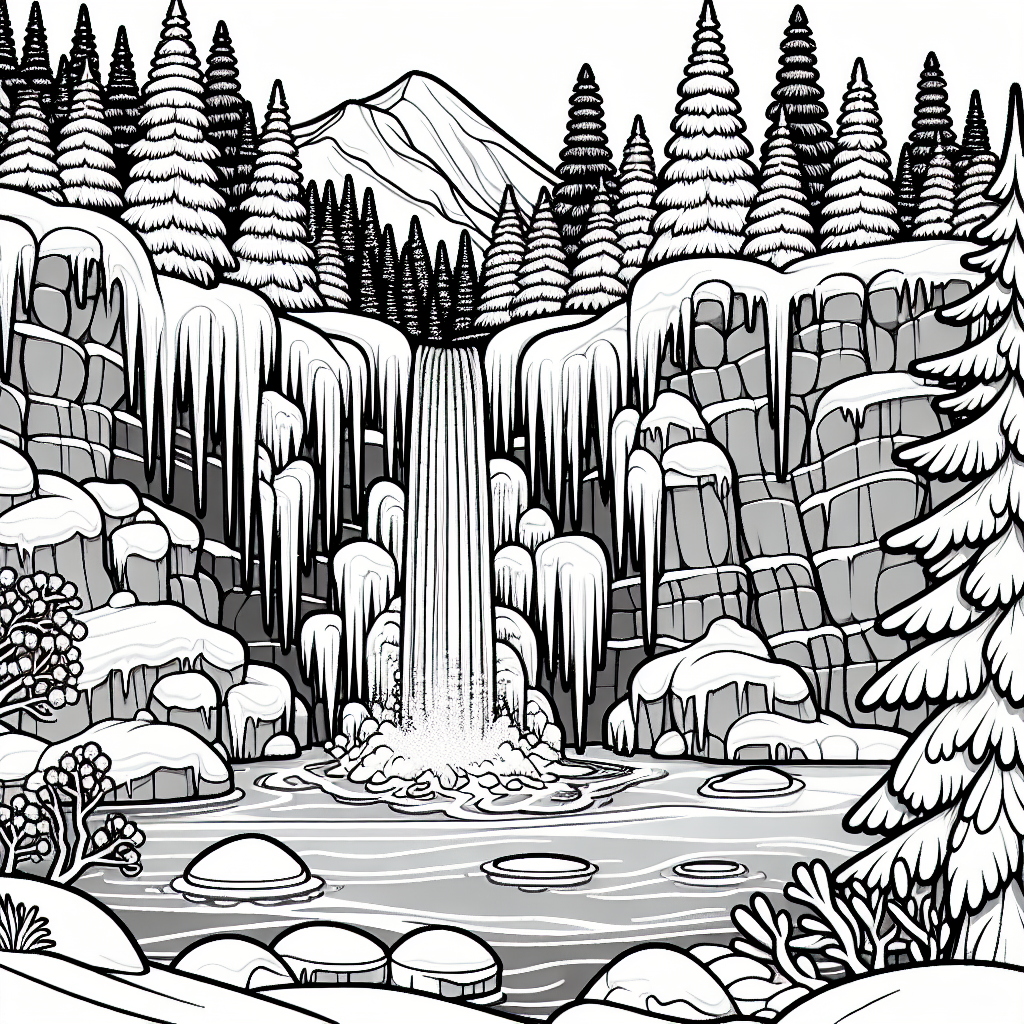Frozen Waterfall coloring page