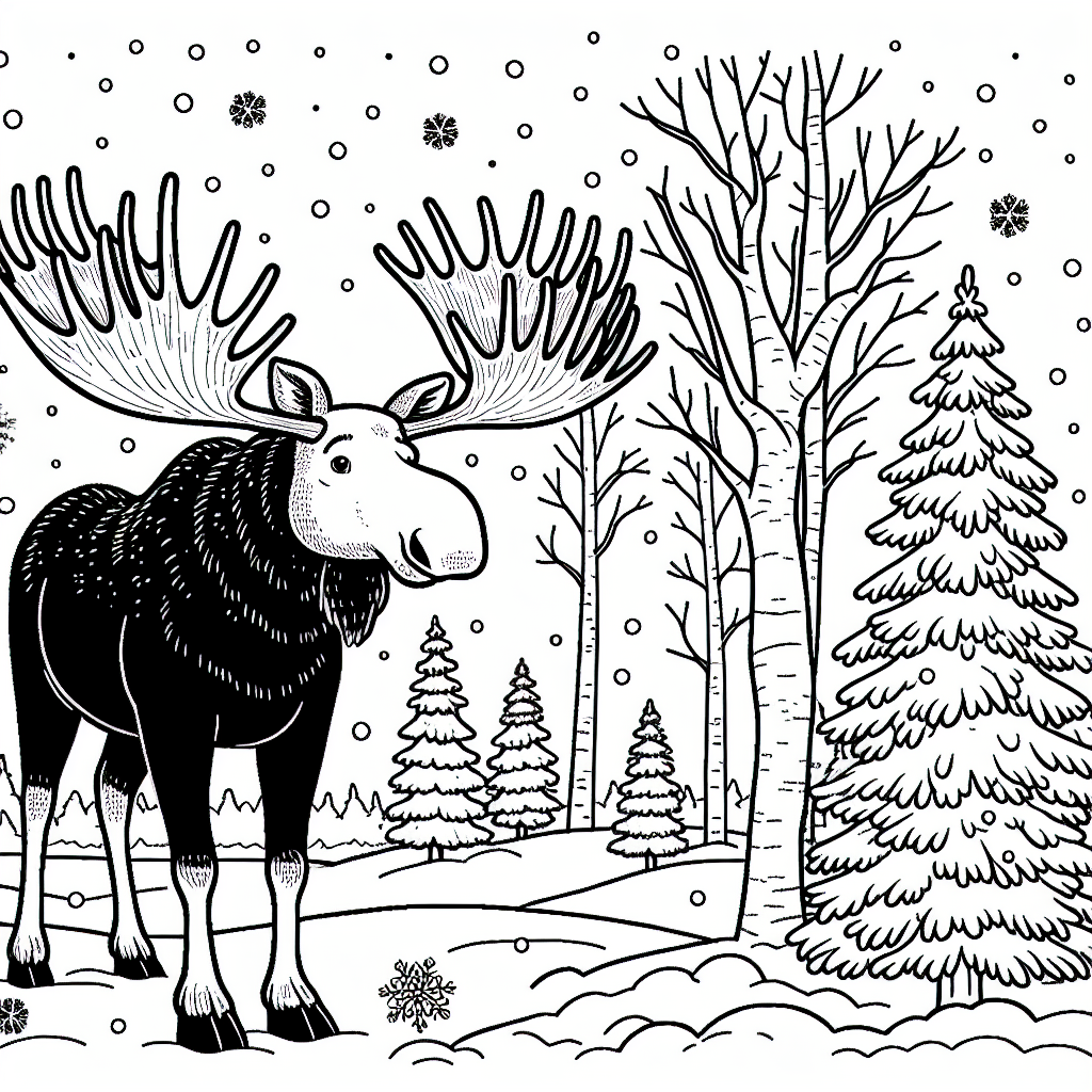 Winter Moose coloring page