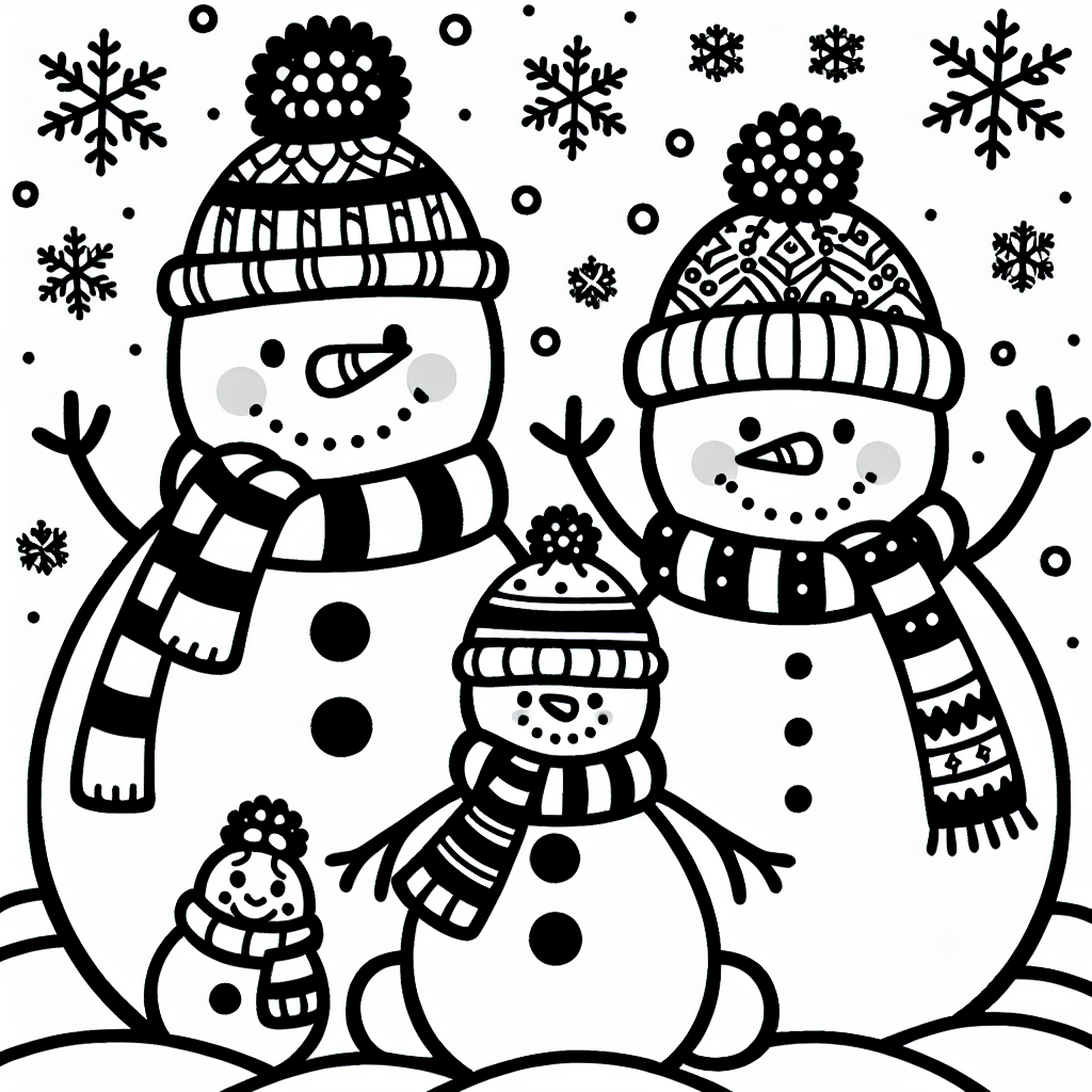 Snowman Family coloring page